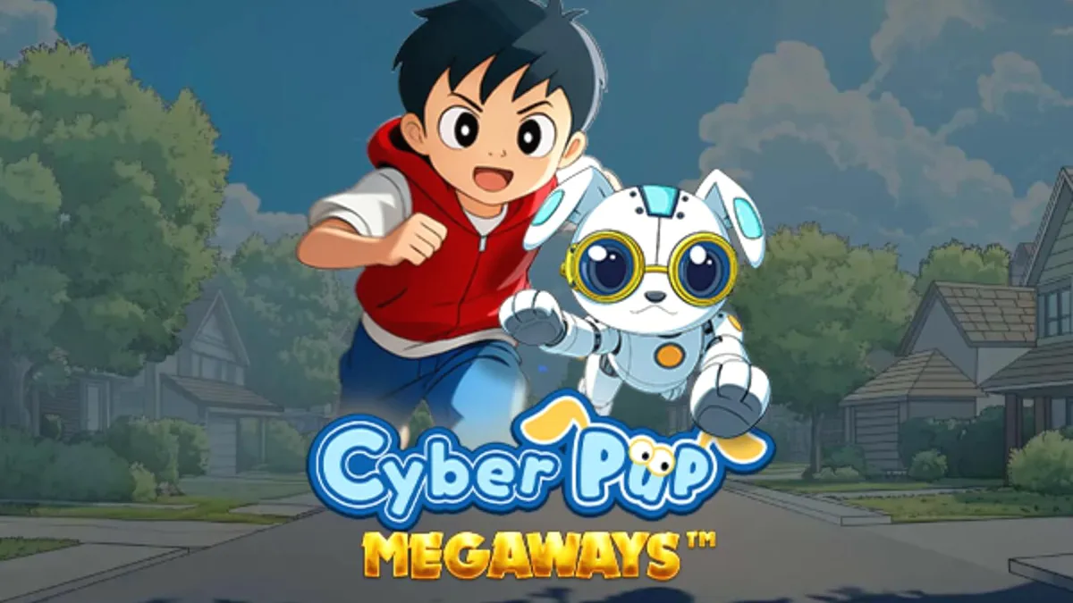 Cyber Pup Megaways slot machine interface with futuristic anime theme